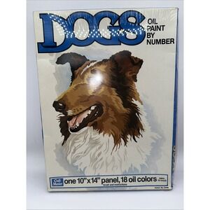 Vintage 1970's Craft Master Dogs Oil Paint‎ By Number Set New and Sealed